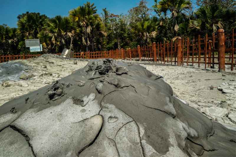 a closeup shot of mud volcano in a sunny day at baratang island