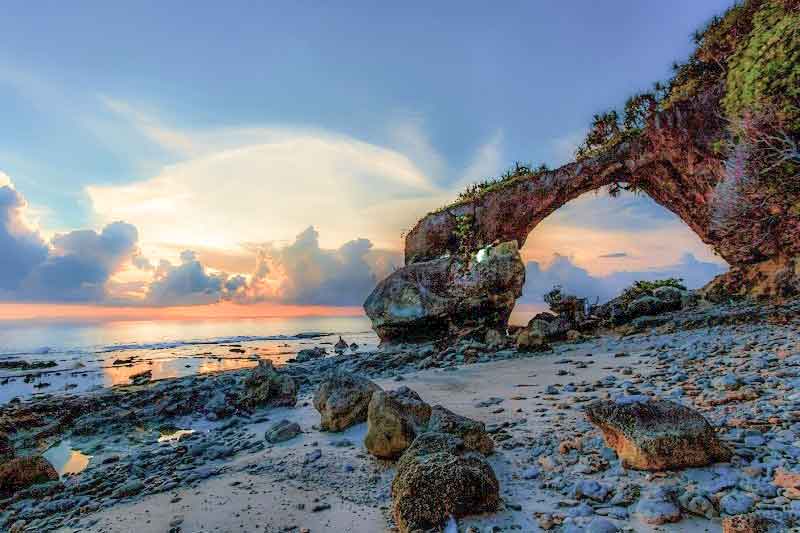 Natural stone formed bridge neil island